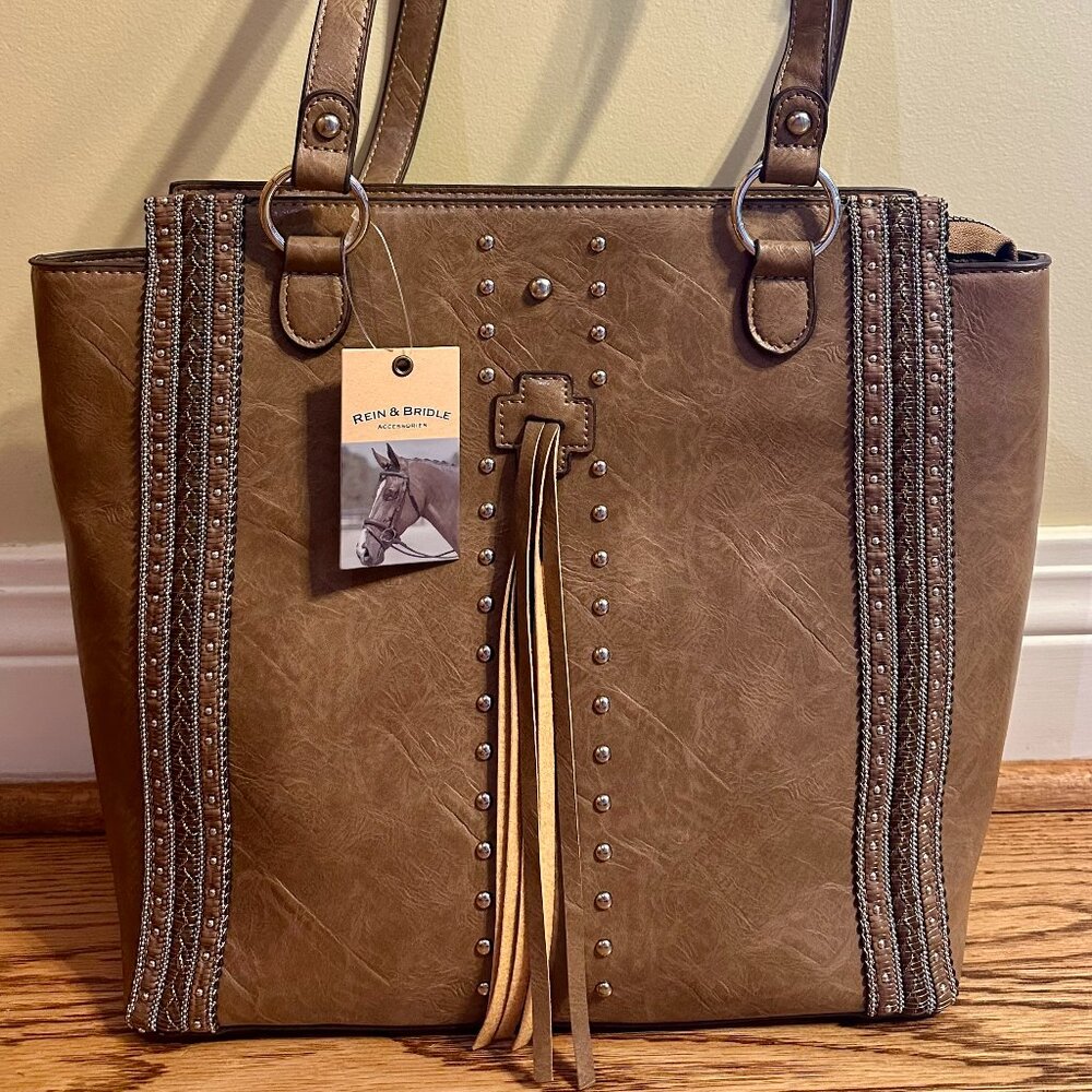 REIN & BRIDLE faux leather western purse Brown NEW, retail $69